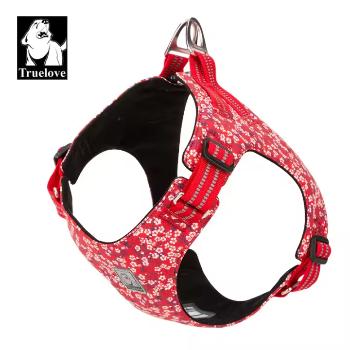 Truelove-arnés Floral para mascota, chaleco para perro, cadena para caminar, pequeño, mediano, cachorro, gato, estampado de algodón, TLH1912 - 1