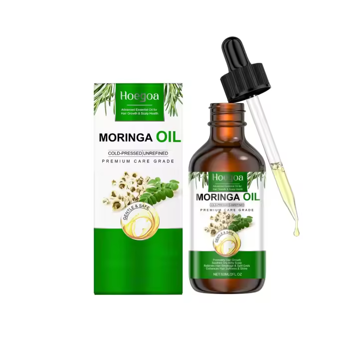 El aceite esencial de semilla de Moringa HOEGOA hidrata, ilumina, reduce el encrespamiento, suaviza y oculta el cabello. - 1