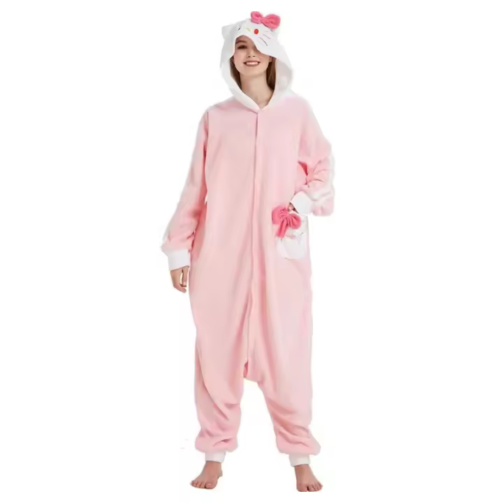 Onesies Kitty cat Pamas para mujer, disfraz de Cosplay de Halloween, ropa de dormir de lana de una pieza, Kigurumi de cuerpo completo - 1