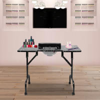 Mesa de uñas portátil con función plegable, escritorio de manicura para salón y hogar con ventilador colector de polvo y lámpara de lupa - details 0