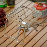 Parrilla de Camping Plegable de Acero Inoxidable Combinación Portátil de Fuego de Bonfire y Estufa de Madera para Exteriores - details 14