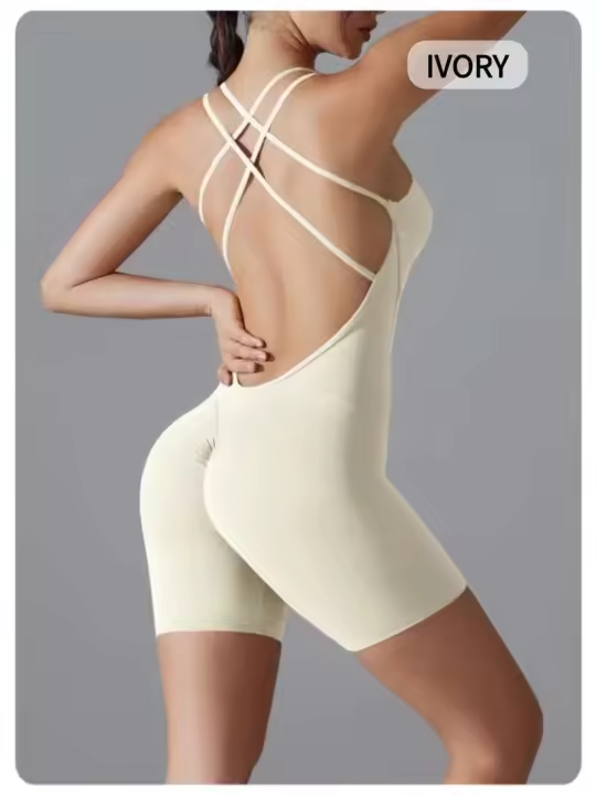 Miml - Conjunto de yoga de una pieza para mujer, body deportivo sin espalda, sujetador de glúteos mejorado, mono corto para gimnasio y fiesta - 1