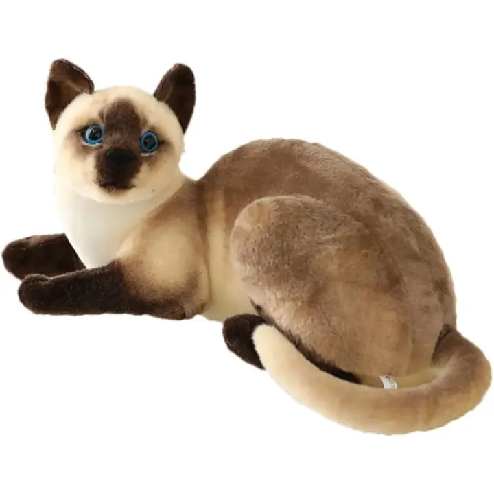 Animal de peluche de gato siamés, juguetes de peluche realistas de gato corto, regalo para niños - 1