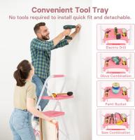 Escaleras Plegables de 3 Escalones, Capacidad de 272KG con Pedales Antideslizantes Anchos, Taburete Escaleras de Mano de Acero, Manubrio de Esponja, Uso en Interiores y Exteriores, Negro - details 32