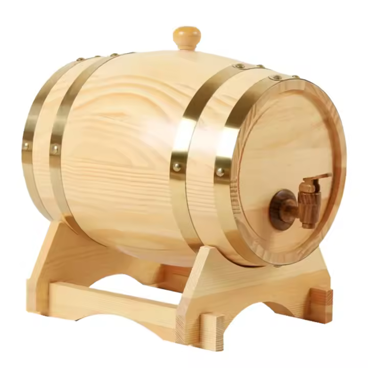 Barril de vino de madera de roble Vintage, accesorios de elaboración casera, contenedor de almacenamiento de gran capacidad para Tequila, vino y whisky, 1.5L/3L - 1