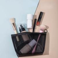 Neceser de viaje para mujer, bolsa de aseo de malla negra transparente, organizador de maquillaje, bolsa de lavado, pequeña y grande - details 24