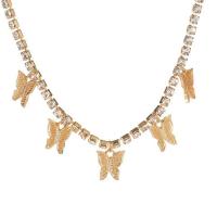 Colgante de mariposa de cristal para mujer, gargantilla de cadena hueca de Color dorado con personalidad, Collar Punk, joyería - details 6