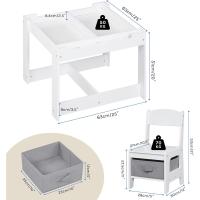 para Niños de Madera, Muebles con Espacio de Almacenamiento, Escritorio Blanco Reversible con - details 4