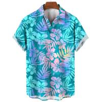 Camisa de playa informal de manga corta para hombre, cuello de planta y vaca, ropa de vacaciones hawaiana, novedad de verano - details 1