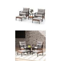 Conjunto de Muebles de Jardín 3 Piezas, 2 Sillones de Polirratán y 1 Mesa con Tablero de Cristal, Juego de Bistro con Cojines, Mesa y Silla para Terraza, Jardín, Patio - details 18
