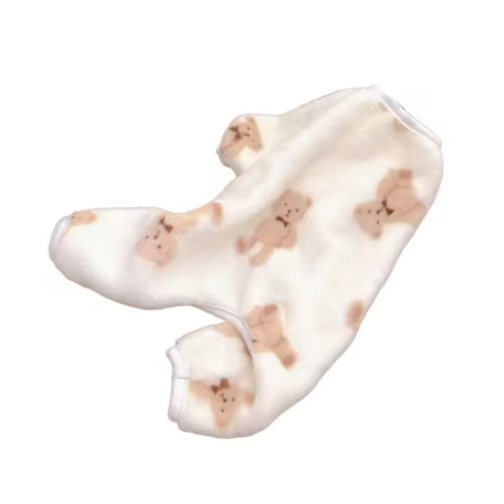 Mono de felpa con estampado de oso para mascotas, pijama de franela suave con estampado de oso para perros, cómodo y cálido, Pijama de terciopelo para gatos - 1