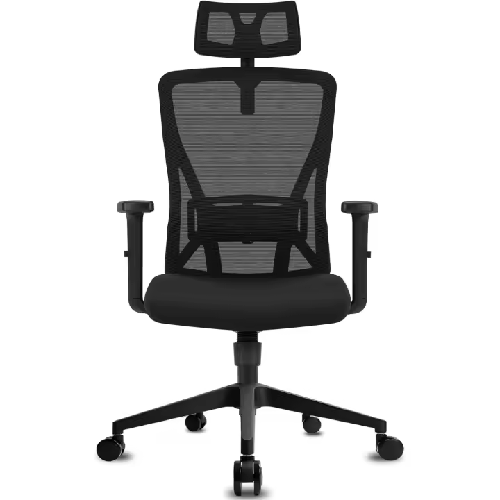 Ergonómica, Silla de Escritorio con Reposacabezas Ajustable, Reposabrazos, Soporte Lumbar, Altura Regulable y Oscilación de 90 ° -120 ° , Silla Giratoria Capacidad de Peso 150kg - 1