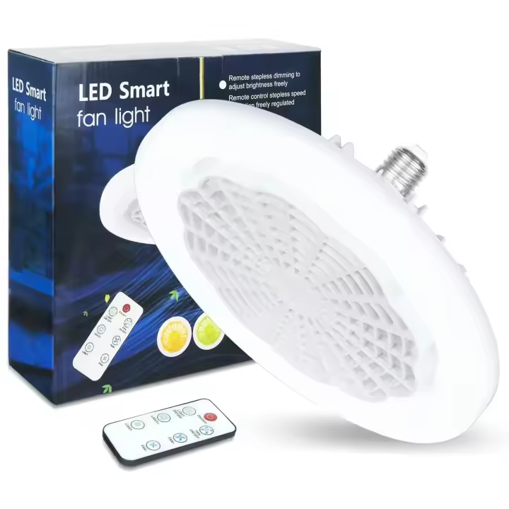 Ventilador de techo E27 con control remoto y 3 velocidades, base convertidora de iluminación de AC85-265V para dormitorio y sala de estar - 1