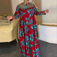 Vestido de talla grande 5XL con estampado bohemio para mujer VONDA 2024, vestido veraniego Vintage de manga larga, vestido informal holgado con cuello redondo hasta el tobillo - details 3