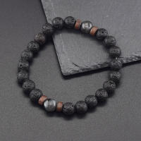Pulsera de piedra de Lava para hombre, cuentas de piedra lunar de labradorita Natural, pulsera de Buda tibetano, pulsera difusora de aceite de Chakra, joyería para hombre - details 1