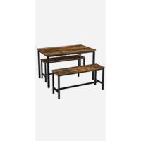 Mesa de Bar con Taburetes, Mesa Comedor con 2 Sillas, Mesa Cocina Pequeña, Taburetes de Barra, para Comedor, Cocina, Marrón Rústico y Negro Tinta LBT017B01 - details 8