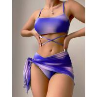 Bikini de 3 piezas con cordones ombré, traje de baño y falda para la playa, traje de baño sexy para mujer, traje de baño para nadar, ropa de playa femenina de verano 2025 - details 2
