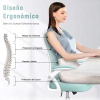 Silla de Oficina Ergonómica Ajustable Respirable, Ajustable, Giratoria de 360°, Reposabrazos Abatibles de 90°, Soporte Lumbar - details 17