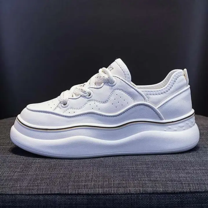 Zapatos blancos con suela absorbente de cuero para deportes de primavera y otoño para mujer - 1