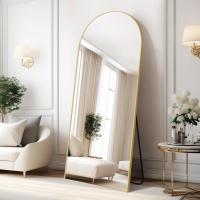 Cuerpo Entero Curvado, Espejos Grandes de Pared con Marco de Aluminio 161 x 52 cm, Espejo de Pie Inclinado o Colgante para Salón, Dormitorio, Entrada, Negro - details 36