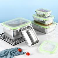 Caja Rectangular de acero inoxidable 304 para mantenimiento fresco, contenedor de almacenamiento de alimentos a prueba de fugas con tapa sellada, fiambrera para horno - details 0