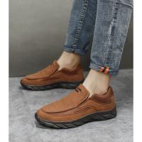 Zapatos informales de cuero para hombre, mocasines transpirables, zapatillas de deporte para hombre, calzado plano de cuero cómodo, zapatillas de deporte para hombre 2024 - details 9