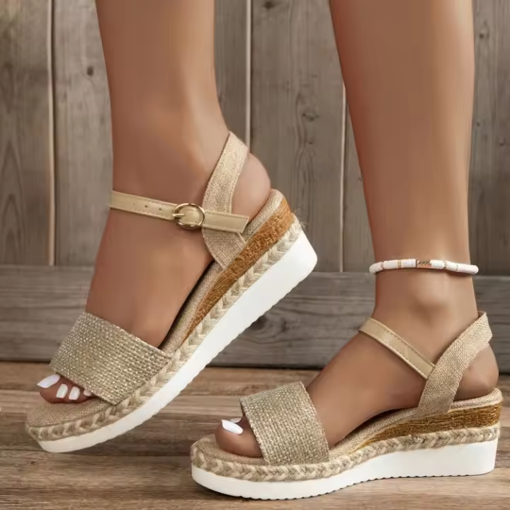 Sandalias de tacón de cuña para mujer, zapatos de verano. - 1