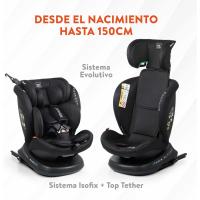 Silla de Coche Rodia Plus i-Size Ajustable, Rotativa de 360°, Protección Lateral, Reclinable y Evolutiva Para Niños de 0-12 Años Negro con Relieve - details 1
