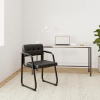 Silla para Visitas Canadá B Tapizada En Cuero Sintético I Silla De Espera con Reposabrazos I Silla Confidente con Base De Metal I Color:, Color:Negro - details 1
