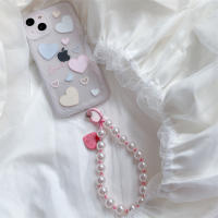 Pulsera coreana con cuentas de corazón de amor para mujer, pulsera colorida y dulce para teléfono, accesorios para iPhone, cordón colgante con cadena antipérdida - details 8