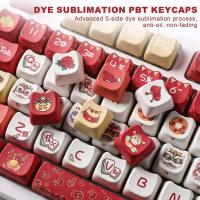 YUNZII New Year MAO Profile Keycap Set, 143 Full Keys Dye Sublimation Custom Red Keycaps for MX Switches nical Keyboards - details 4