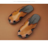 Zapatos de playa de cuero de verano de gran tamaño 2022, sandalias de piel de vaca para exteriores de una palabra, sandalias para hombre - details 19