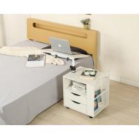 Mesita de noche giratoria funcional ajustable de madera con cajones, ruedas y estante abierto (blanco L) - details 1