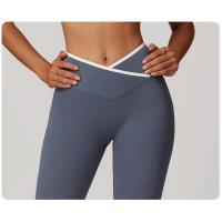 Leggings delanteros en forma de V con bloques de Color de cintura alta, pantalones de chándal adecuados para mujer, ropa deportiva para Fitness, ropa deportiva de moda - details 3