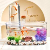 Pantalla clara, tanque de peces de presión negativa, plástico, ahorro de espacio, pequeño tanque de peces dorados, pecera inastillable, decoración de oficina - details 9