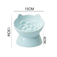 Cuenco de cerámica para comida lenta para gatos, cuenco de base alta creativo y bonito para mascotas, cuenco de alimentación para perros con boca inclinada de gran capacidad, protección para el cuello - details 0