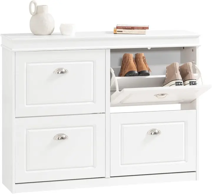 Organizador de Zapatos Blanco Armario Estrecho con 4 Puertas para Dormitorio Pasillo Salón - 1