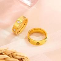 Anillo cruzado de cristal CZ de acero inoxidable Moda para mujeres y hombres Color oro rosa - details 3