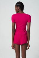 Conjunto deportivo de dos piezas para mujer, ropa deportiva corta de Color liso, transpirable, secado rápido, traje para correr - details 8