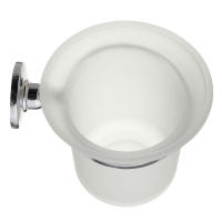 Escobilla de baño redonda cromada montada en la pared, soporte de vidrio esmerilado - details 1