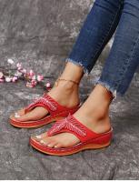 Women Open Toe Boho Casual Sandals Hollow Out Flip Flops Summer Wedge Sneakers Women's Footwear - details 12