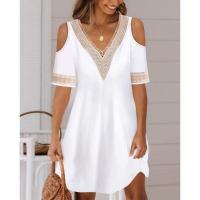 Vestido de verano con cuello en V para mujer, vestidos blancos a la moda para mujer - details 1