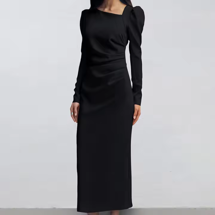 Vestido largo elegante de invierno con manga de viajero, nuevo estilo francés, traje de extremo para mujer - 1