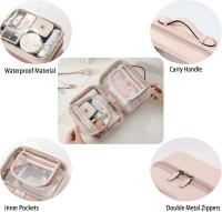 Bolsa de cosméticos transparente de 2 capas, paquete grande impermeable, bolsas de maquillaje transparentes de viaje multifuncionales, bolso de mano - details 8