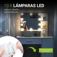 Tocador con iluminación LED, Espejo, cajón, 3 estantes y Armario - 90 x 38 x 137 cm - Blanco - Madera - tocador Mesa de Maquillaje - details 3