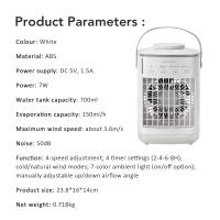 Aire acondicionado portátil 5 en 1, enfriador de aire con tanque de agua de 700 ml, 4 velocidades, 7 LED de colores para dormitorios, oficinas, coches - details 13