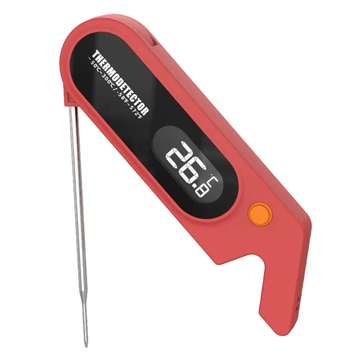 Termómetro Digital de acero inoxidable para carne y barbacoa, lectura instantánea, cocina, Rojo - 1