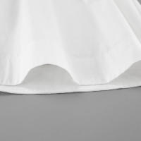 Vestido Xiaoxiangfeng de algodón y lino con cuello en V, manga abullonada y lazo, nuevo para otoño e invierno, versátil, de color blanco sólido. - details 17