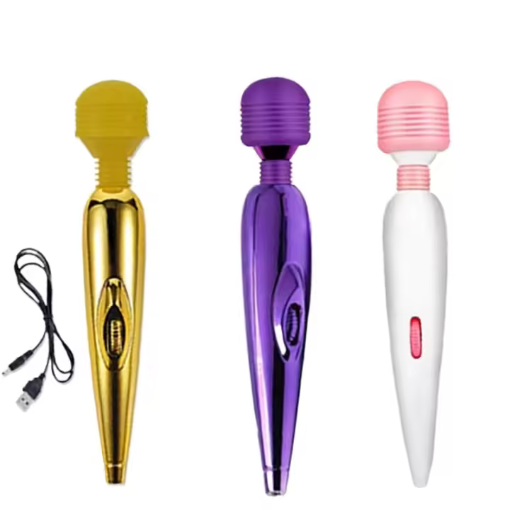 Masturbación femenina inalámbrica USB plateada AV vibración Stick masajeador de frecuencia Variable productos sexuales estimulantes del punto G - 1