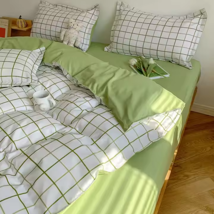 Juego de Ropa de Cama Estilo Coreano para Niños y Niñas Tamaño Twin Queen Funda de Edredón Sábana Plana y Funda de Almohada Moda Hogar Textil para Adultos y Niños - 1